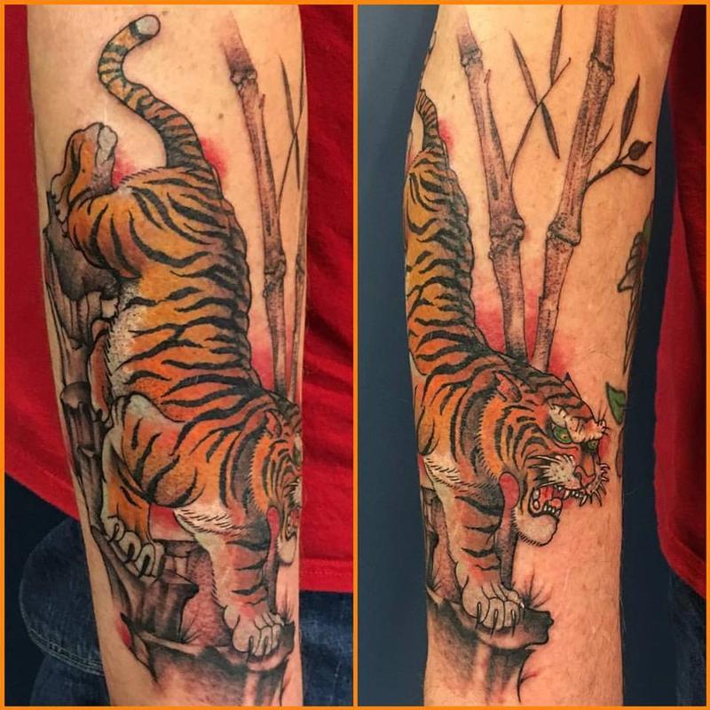 Tiger and Bamboo Tattoo