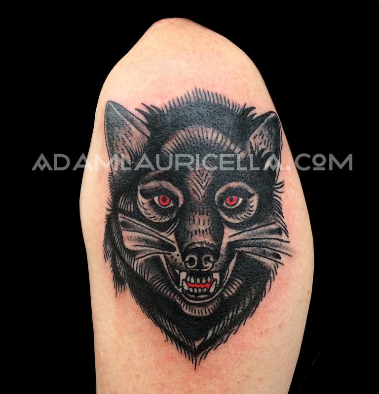 Folk Wolf Tattoo