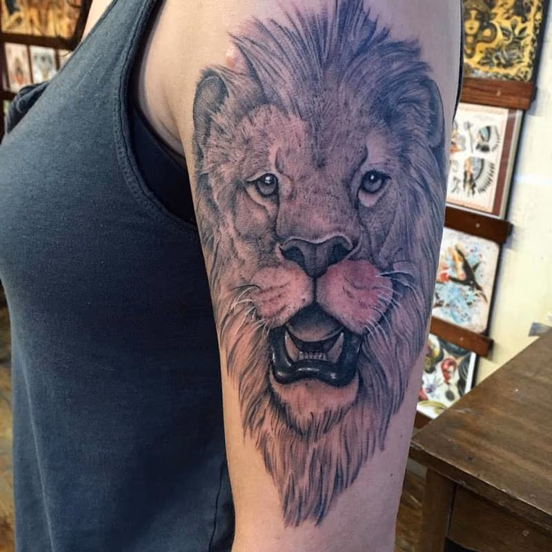 Black and Grey Lion Portrait