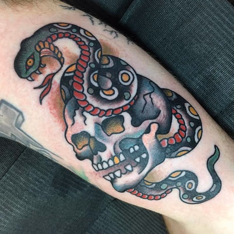 Skull and Snake Tattoo