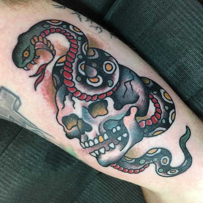 Skull and Snake Tattoo