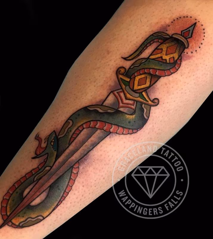 Snake and Dagger Tattoo