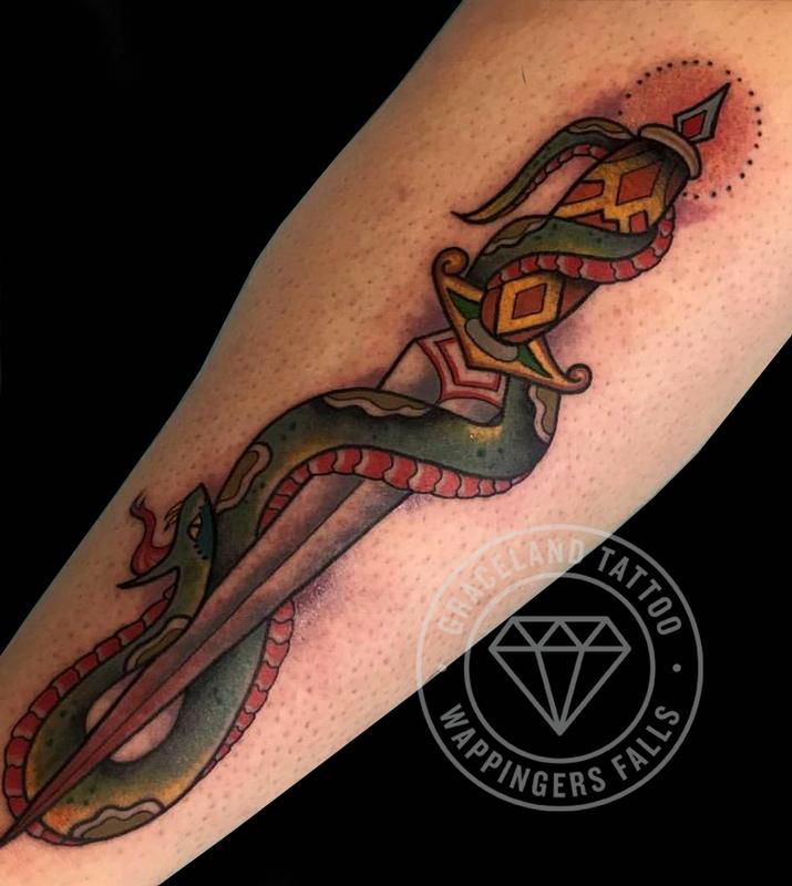 Snake and Dagger Tattoo