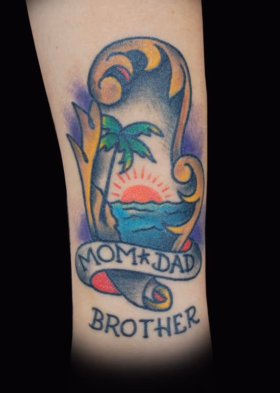 Sailor Jerry Beach Scene. Family Tattoo.