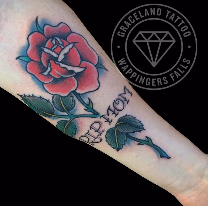 Traditional Rose Memorial Tattoo