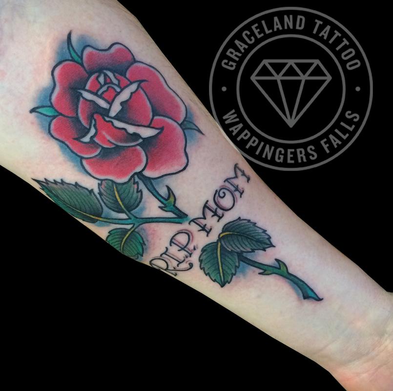 Traditional Rose Memorial Tattoo