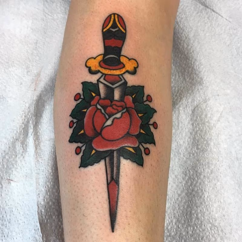 Rose and Dagger Tattoo