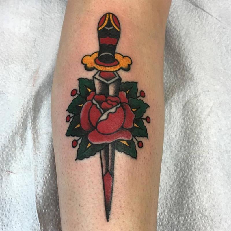 Rose and Dagger Tattoo