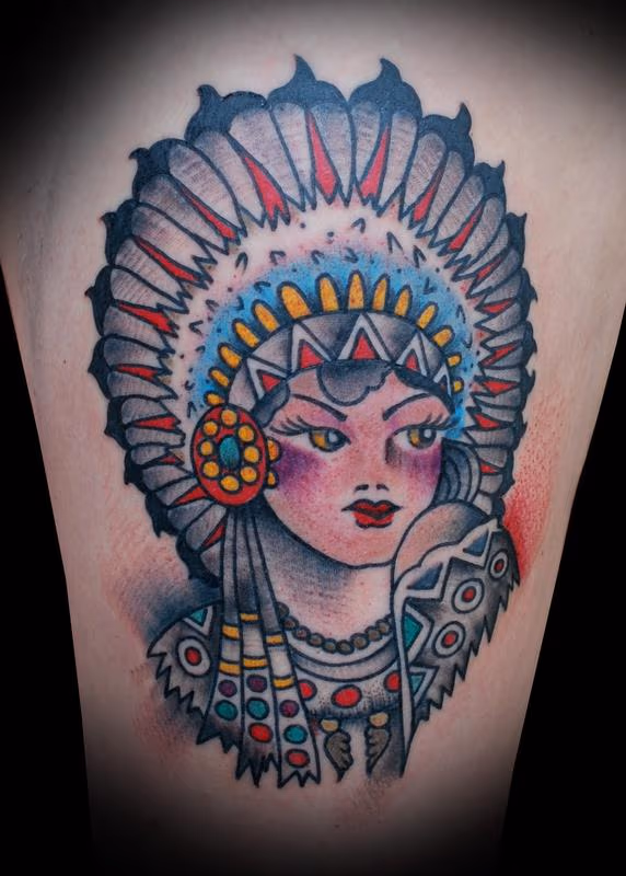 Sailor Jerry Indian Princess Tattoo