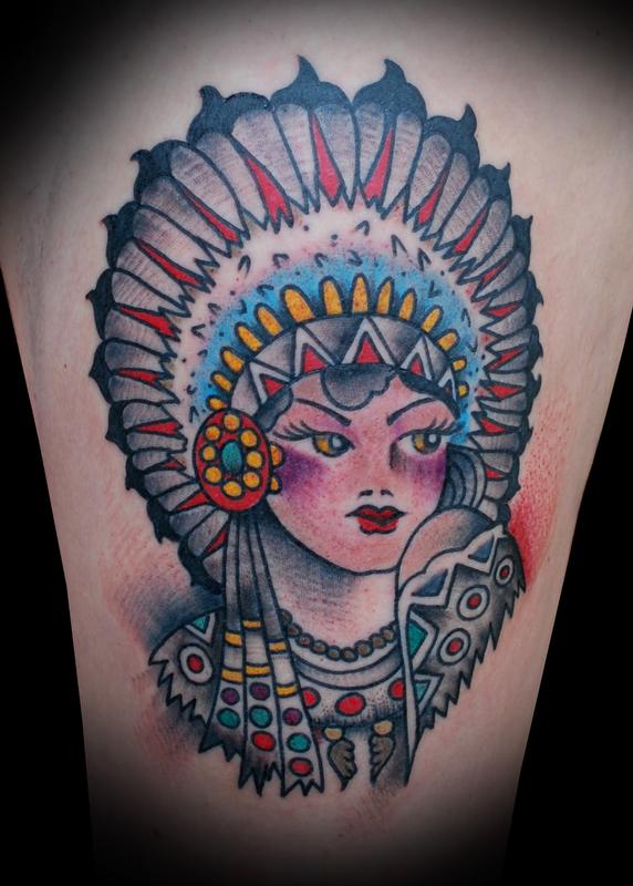 Sailor Jerry Indian Princess Tattoo