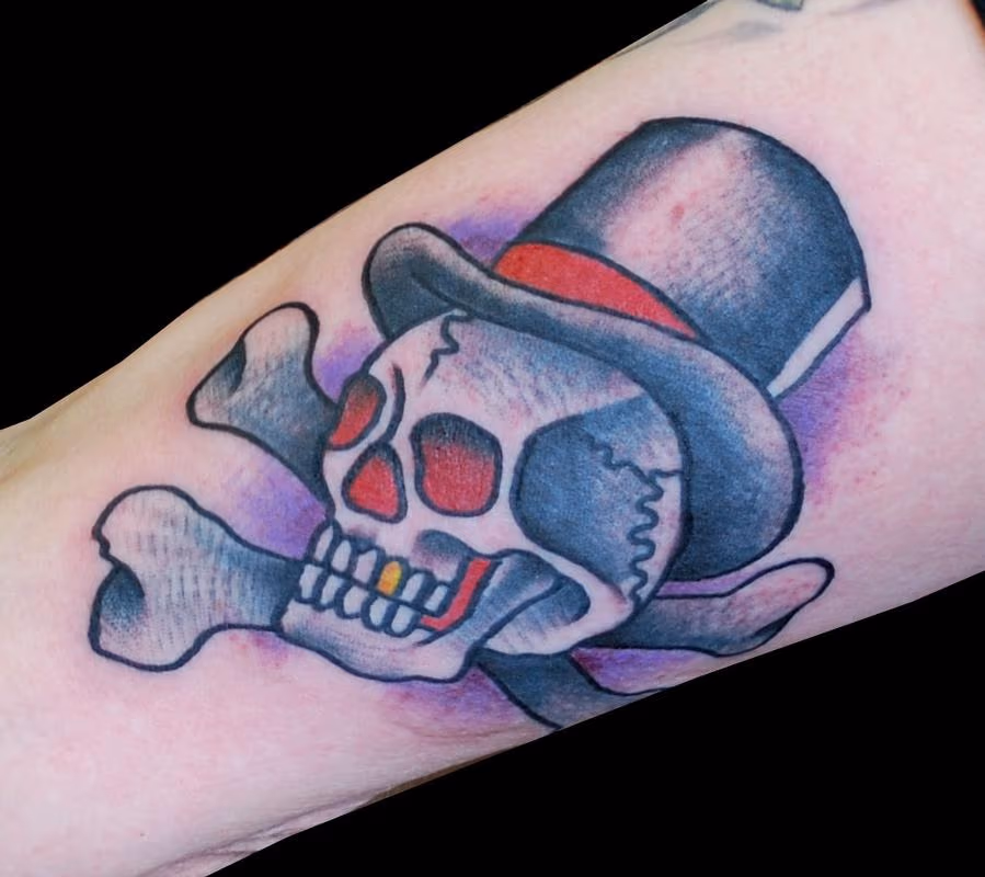 Skull and Top Hat Tattoo