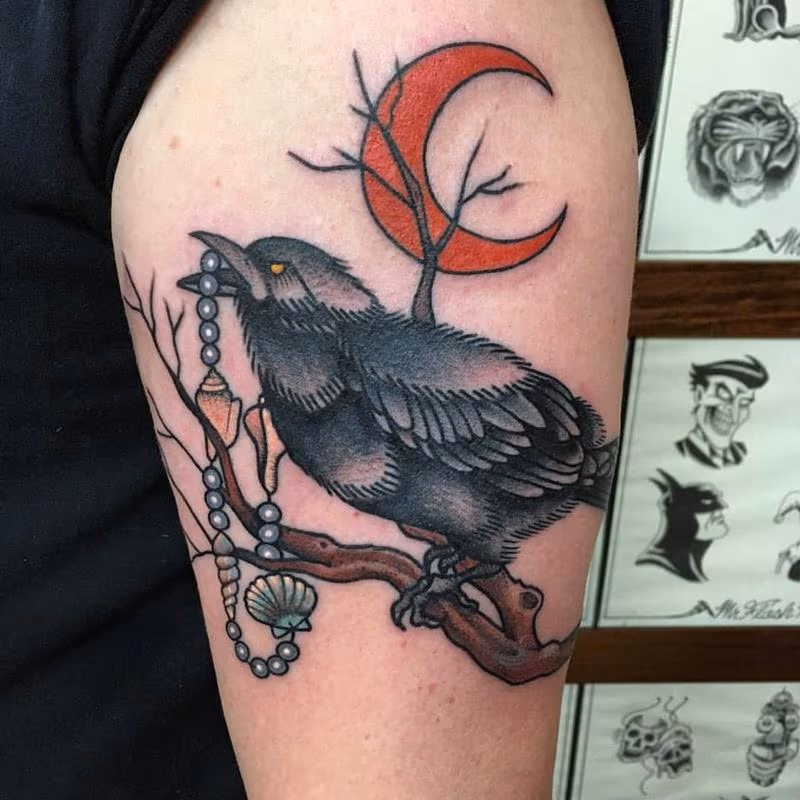 Traditional Crow Tattoo