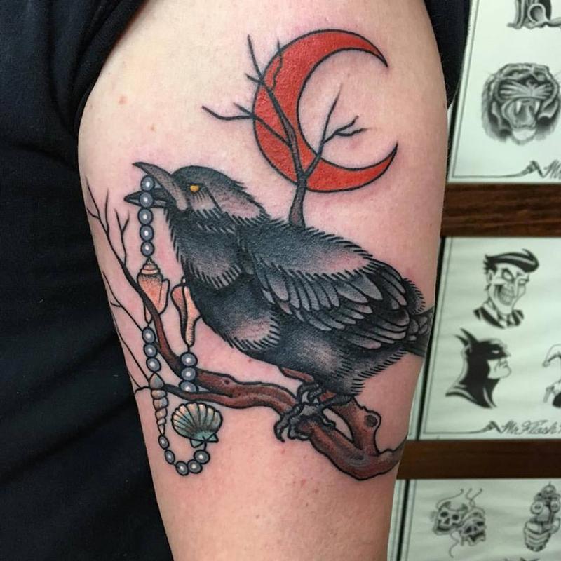 Traditional Crow Tattoo