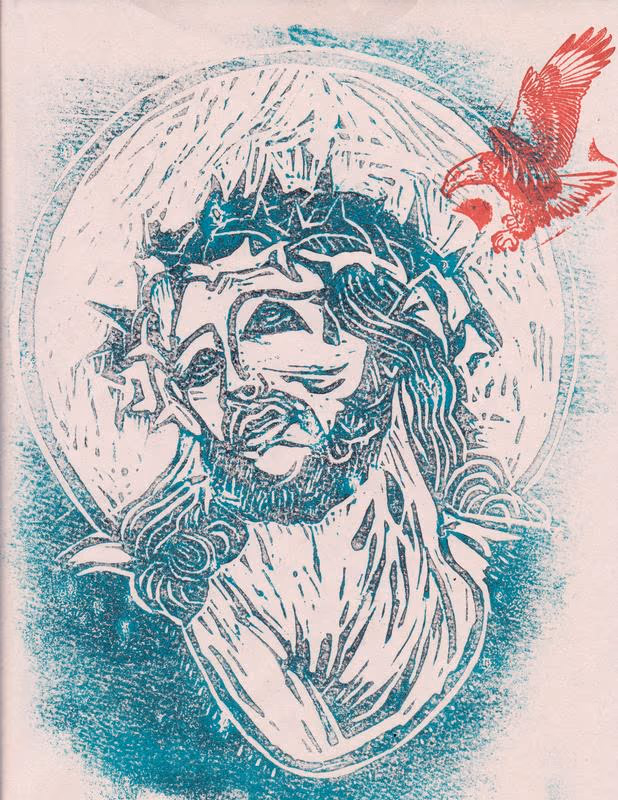Teal Jesus with Eagle
