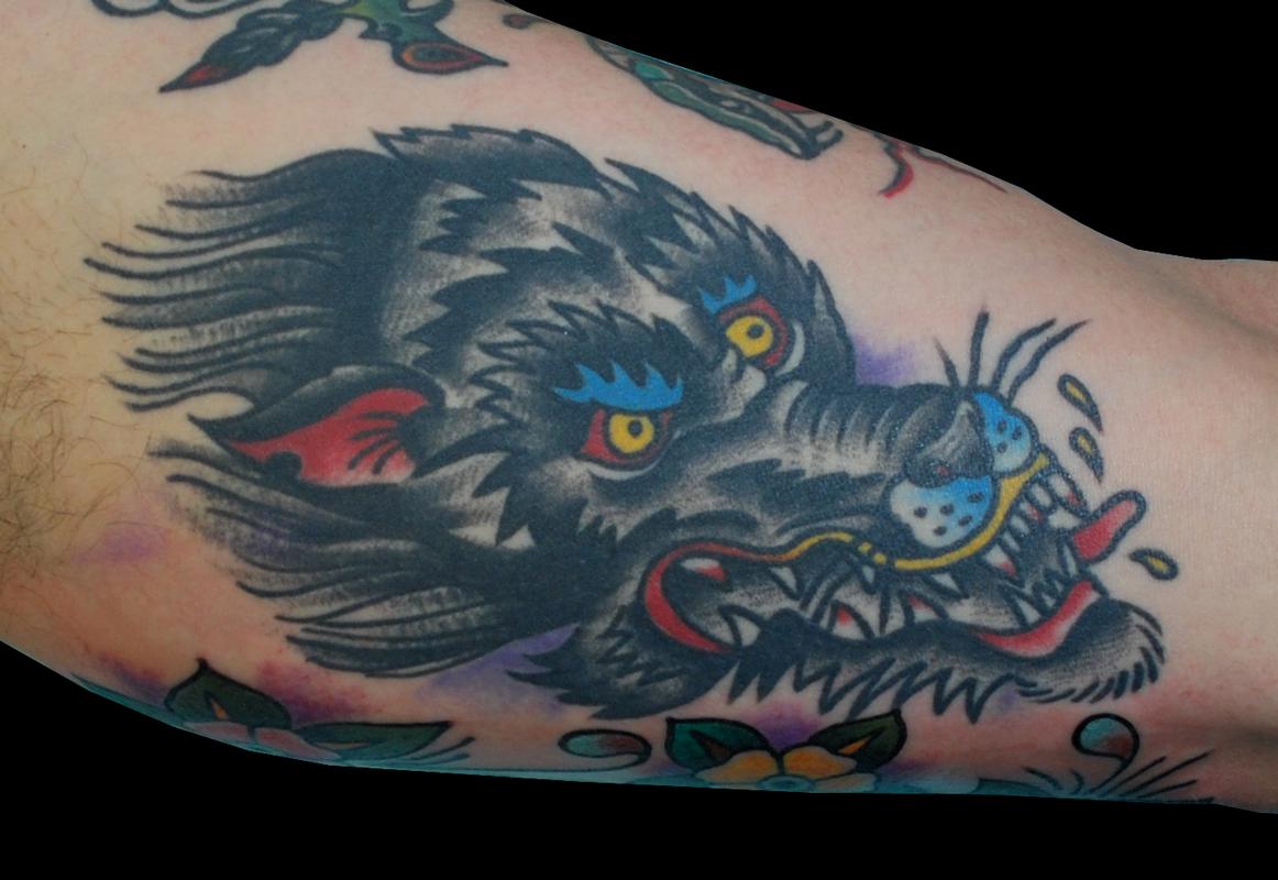 Traditional Wolf Tattoo