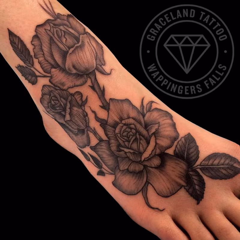 Black and Gray Rose Tattoo