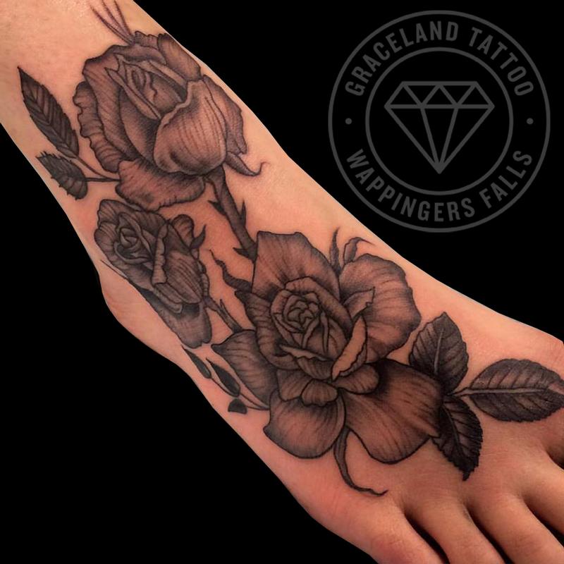 Black and Gray Rose Tattoo