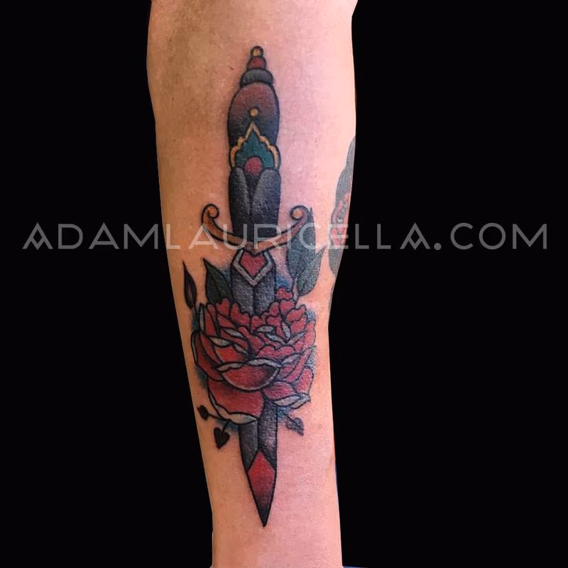 Traditional Dagger and Rose