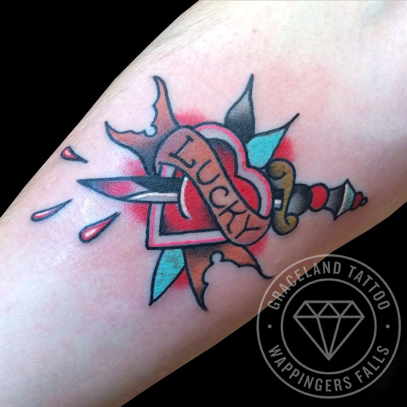 Traditional Heart and Dagger Tattoo