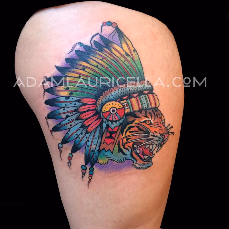 Traditional Tiger Chieftain Tattoo
