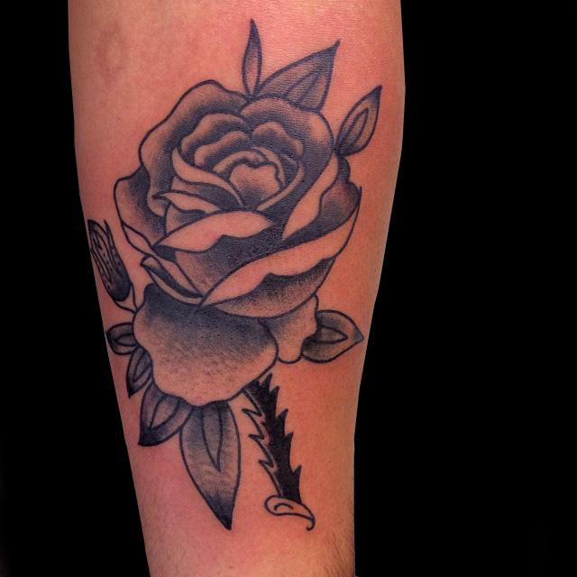 Traditional Black Rose Tattoo