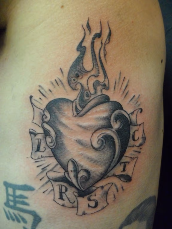 Sacred heart with initials