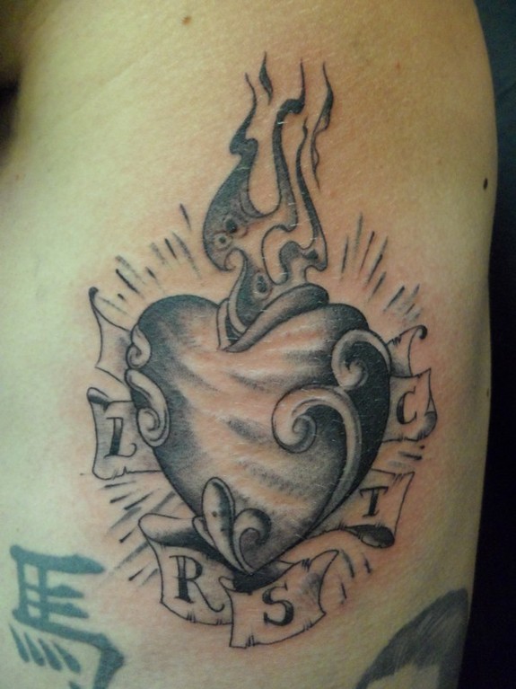 Sacred heart with initials