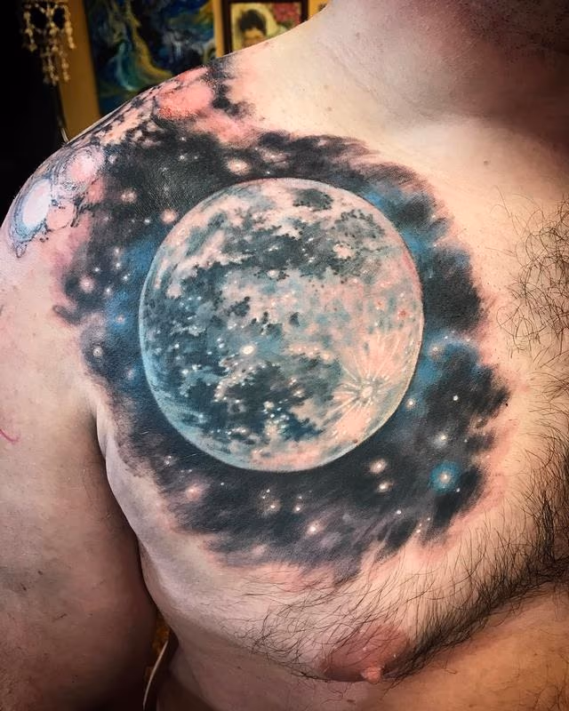 Realistic Moon on Chest