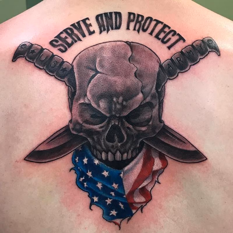 Skull/flag/ knives