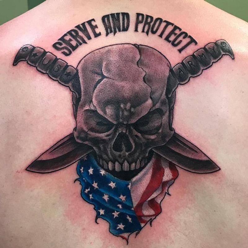 Skull/flag/ knives