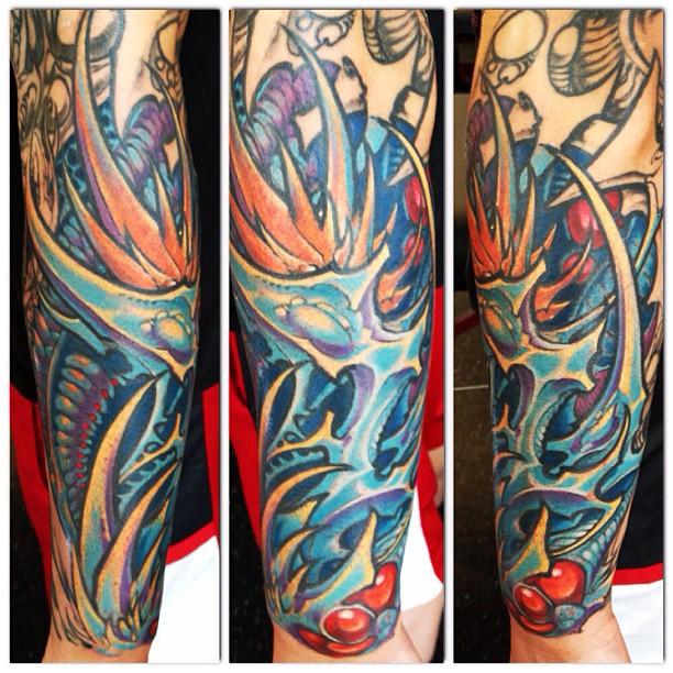 Bio arm sleeve tattoo