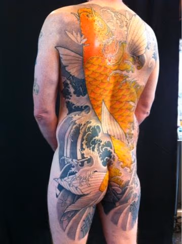 Golden Koi Backpiece Tattoo