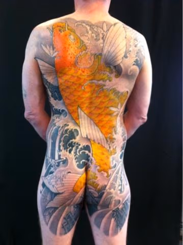 Golden Koi Backpiece Tattoo