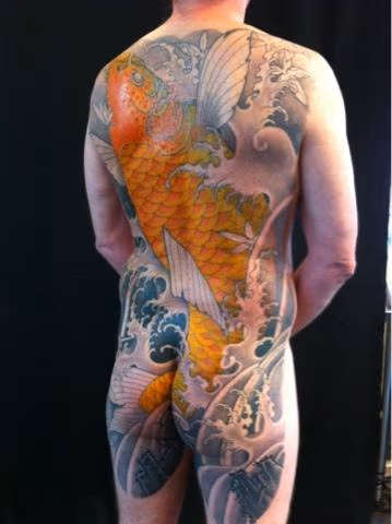 Golden Koi Backpiece Tattoo