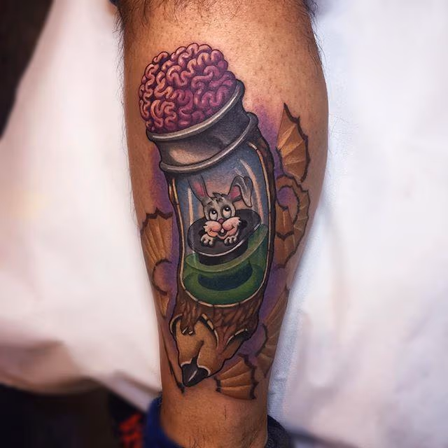 Pencil bottle with brain
