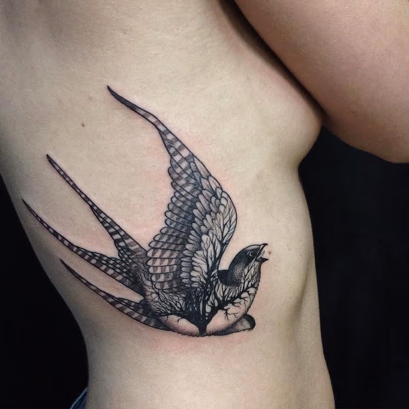 Blackwork Swallow