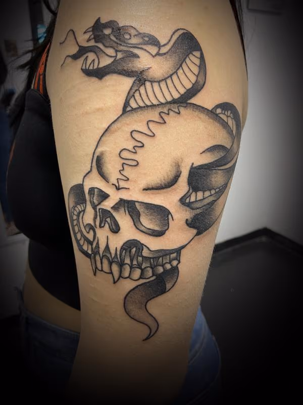 Skull Snake Tattoo Arm
