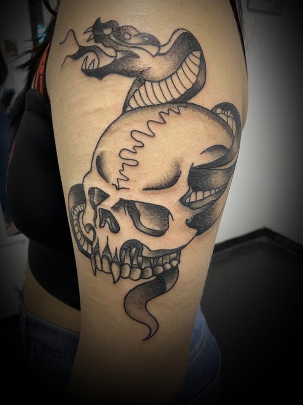 Skull Snake Tattoo Arm