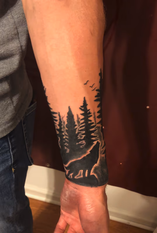 wolf and trees