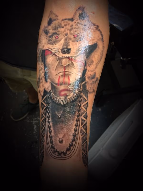 Native American black and grey color infused