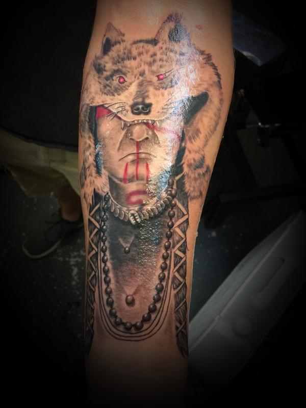 Native American black and grey color infused
