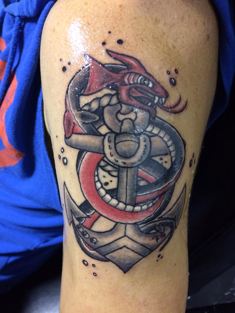 anchor with serpant