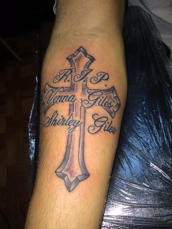 cross memorial tattoo