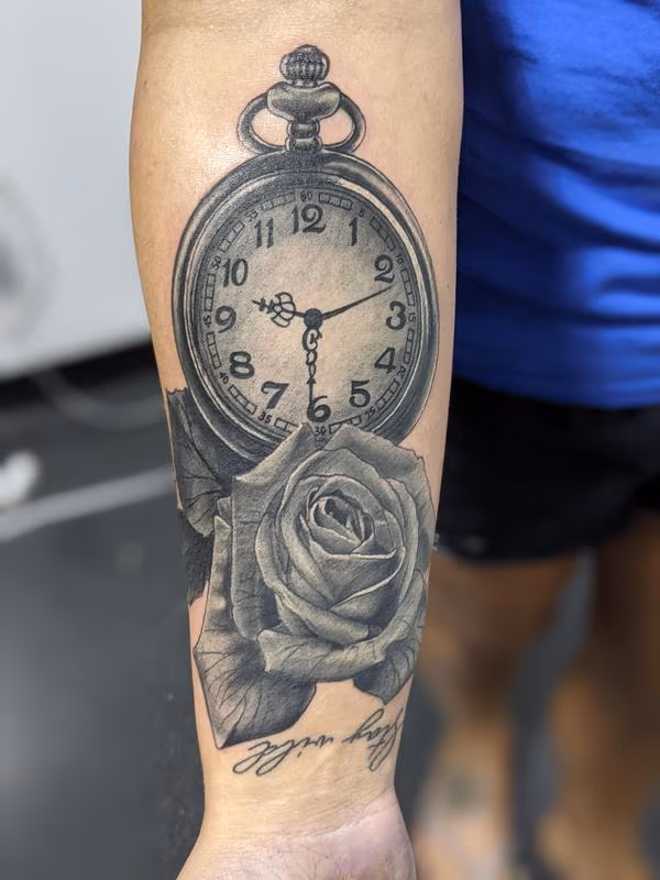 Rose and pocket watch