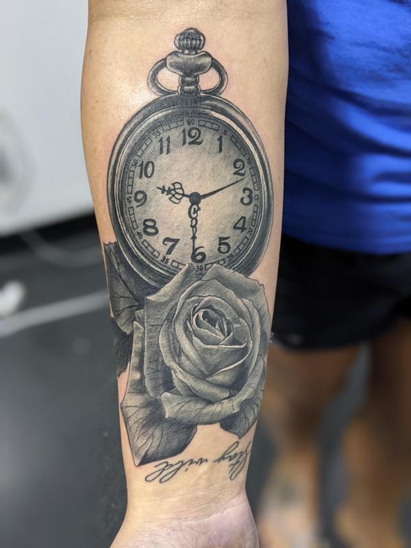 Rose and pocket watch