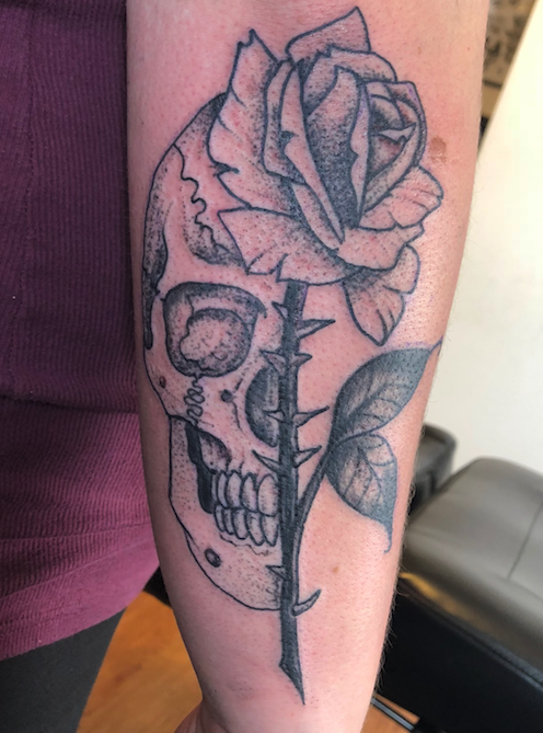 stipple skull n rose