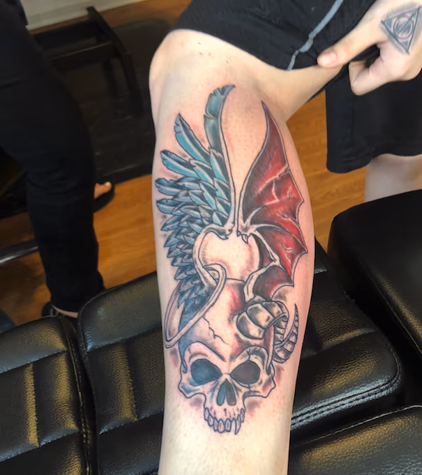 good and evil skull