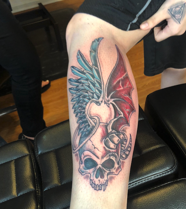 good and evil skull