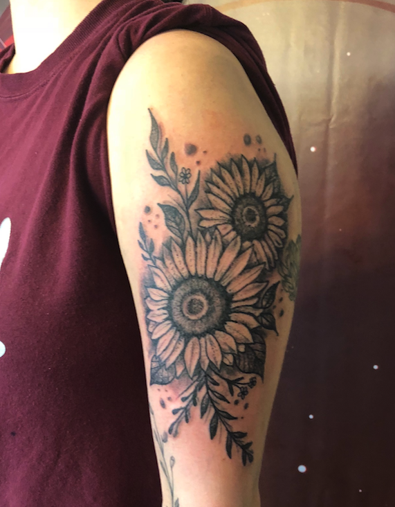 black work flowers
