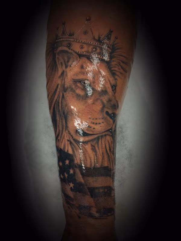 Lion and flag